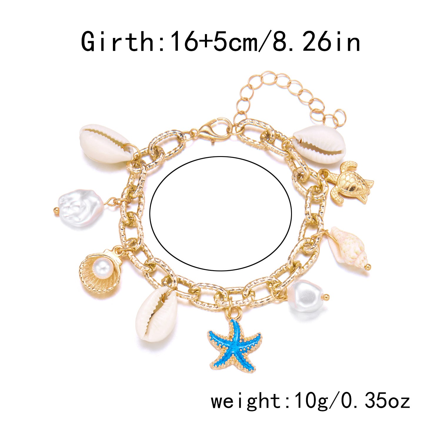 Wholesale Starfish shell conch pearl bracelet anklet set summer